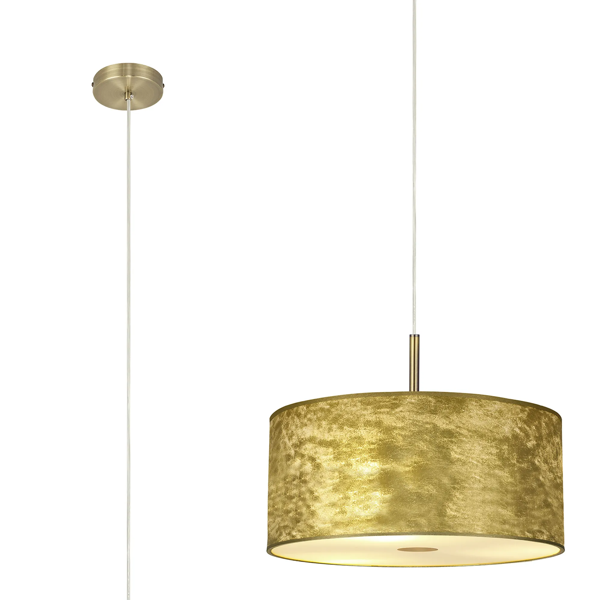 Baymont 40cm 3 Light Pendant Antique Brass, Gold Leaf, Frosted Diffuser DK0836  Deco Baymont AB GL